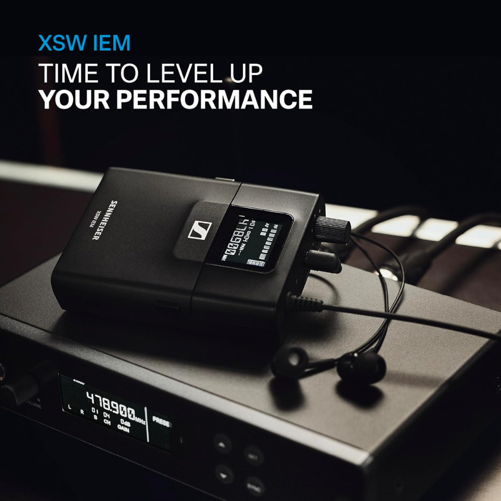 Sennheiser XSW IEM Wireless in-Ear Monitor System (B)|Compact Transmitter & Receiver | 50?mW Output | 96 UHF Channels | Ideal for Stage Monitoring, Live Performances & Rehearsals, Black - Image 2