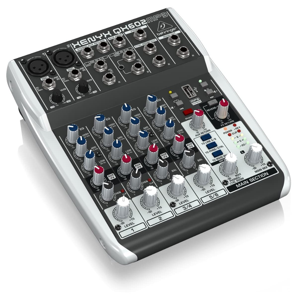 Behringer QX602MP3 Premium 6-Input USB 2-Bus DJ Mixer with XENYX Mic Preamps, Black - Image 2