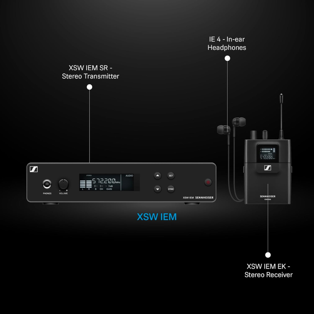 Sennheiser XSW IEM Wireless in-Ear Monitor System (B)|Compact Transmitter & Receiver | 50?mW Output | 96 UHF Channels | Ideal for Stage Monitoring, Live Performances & Rehearsals, Black - Image 3