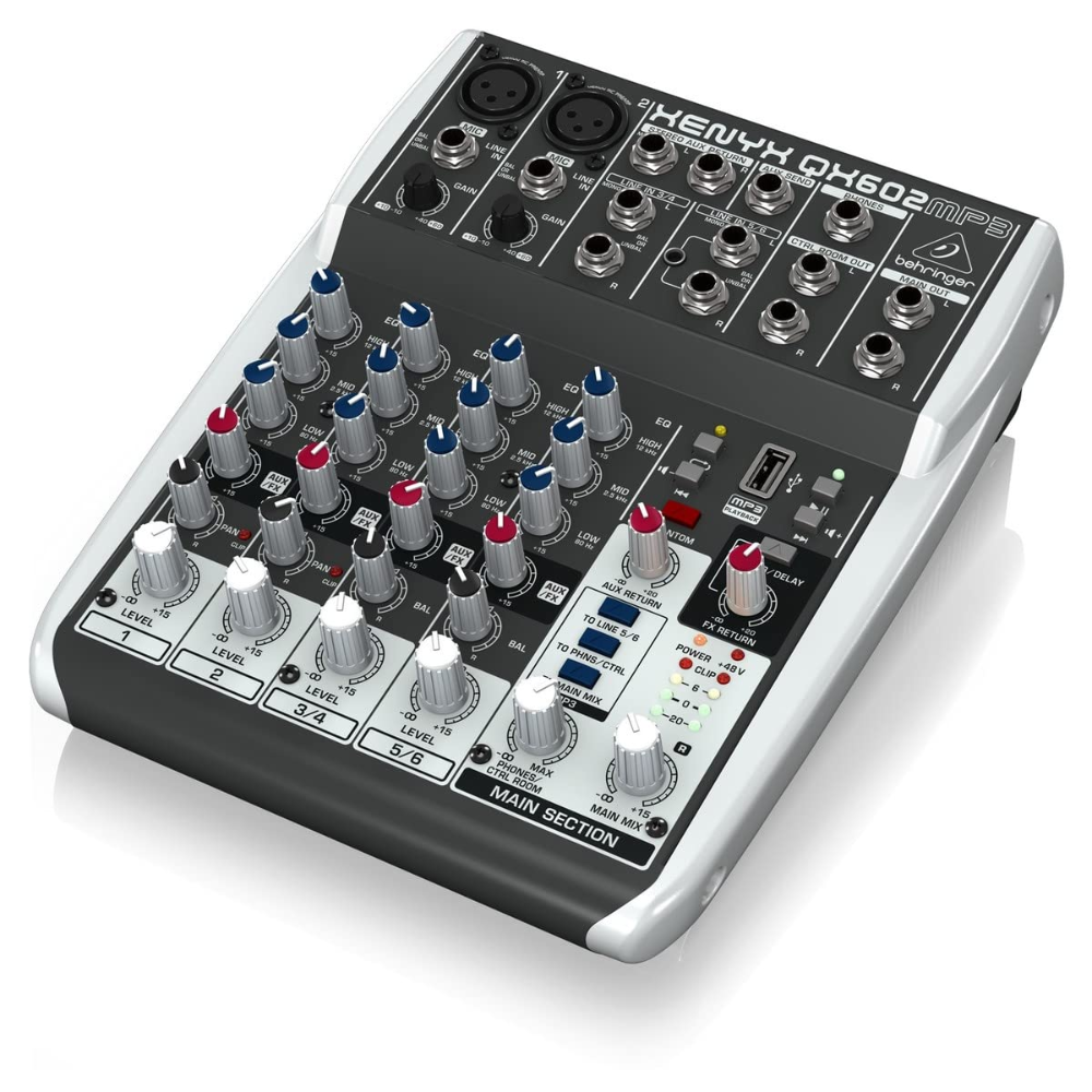 Behringer QX602MP3 Premium 6-Input USB 2-Bus DJ Mixer with XENYX Mic Preamps, Black - Image 3