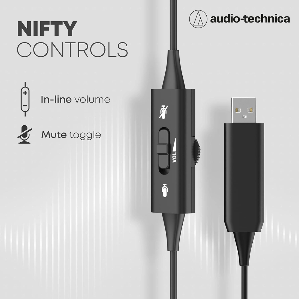 Audio-Technica 102 USB Headset with 30mm Drivers, Condenser Mic, USB-A/Type-C Connectivity – 20–20,000 Hz Headphone Response, 16-Bit/48 kHz, Compatible with Windows & macOS - Image 4