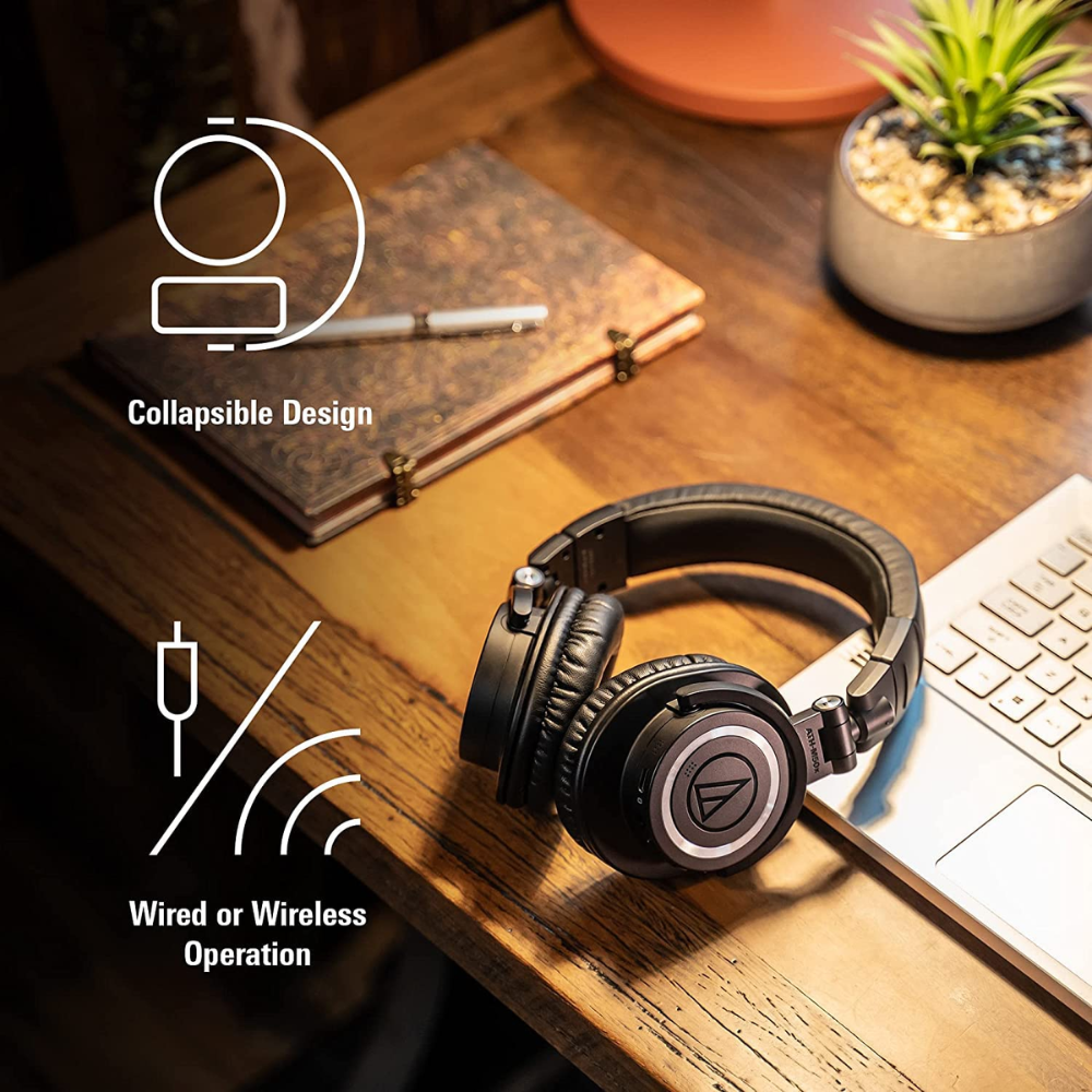 Audio-Technica ATH-M50xBT2 Bluetooth Wireless Over Ear Headphones with Dual mic, 45MM Large-Aperture Drivers, 50-Hour Battery Life, USB-C Fast Charging, Studio Sound, Dual Pairing- Black - Image 6