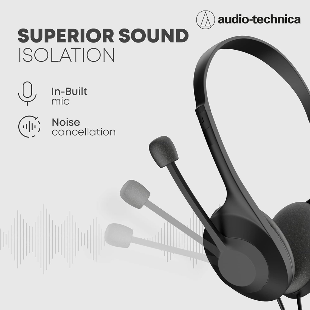 Audio-Technica 102 USB Headset with 30mm Drivers, Condenser Mic, USB-A/Type-C Connectivity – 20–20,000 Hz Headphone Response, 16-Bit/48 kHz, Compatible with Windows & macOS - Image 8
