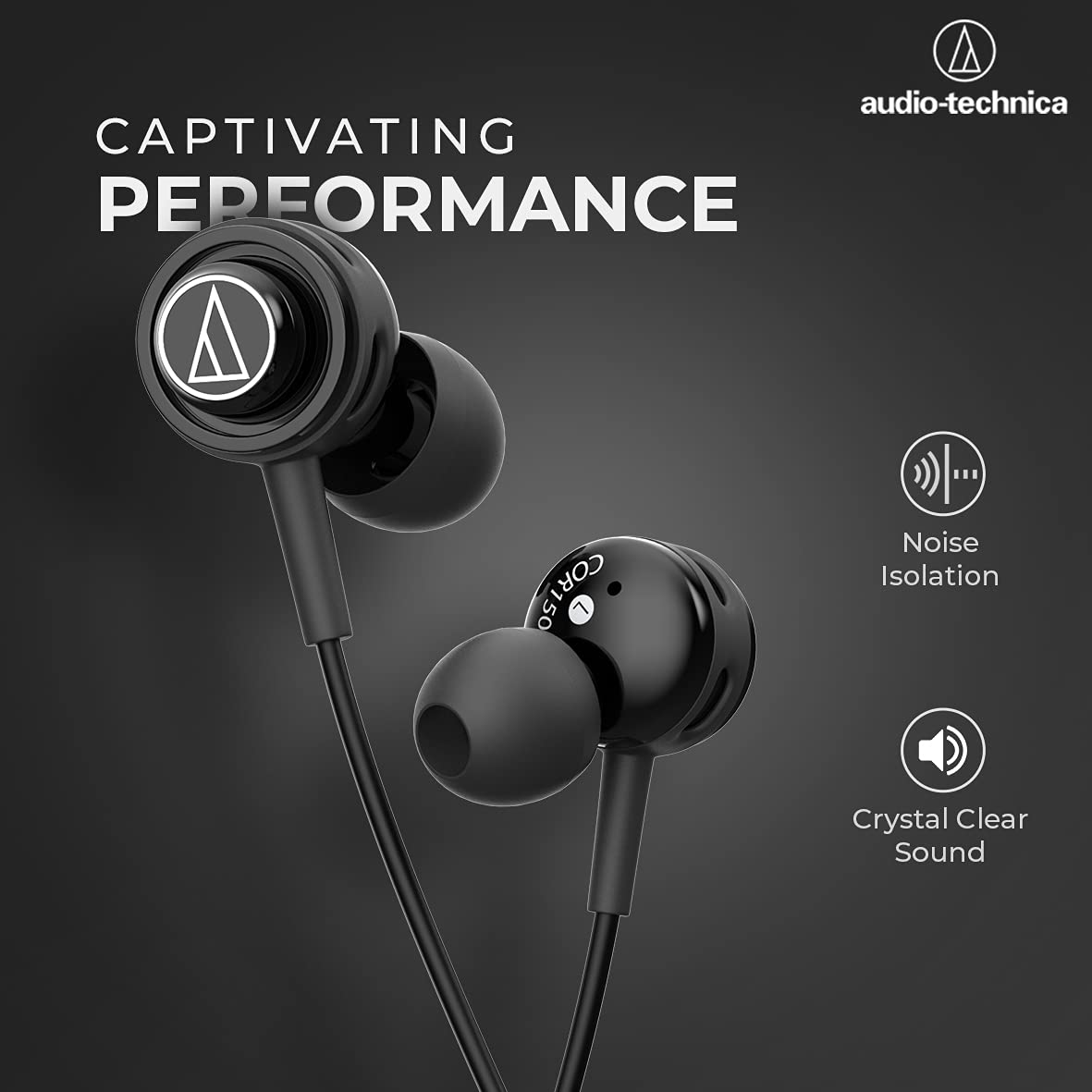 Audio-Technica Sonic Sport in-Ear Wired Earphones with Snap On/Off Ear Hooks, in-line Mic & Control, 8.5mm Powerful Drivers for Clear Sound & Rich Bass, Sound Isolation & Comfort Fit - Image 4