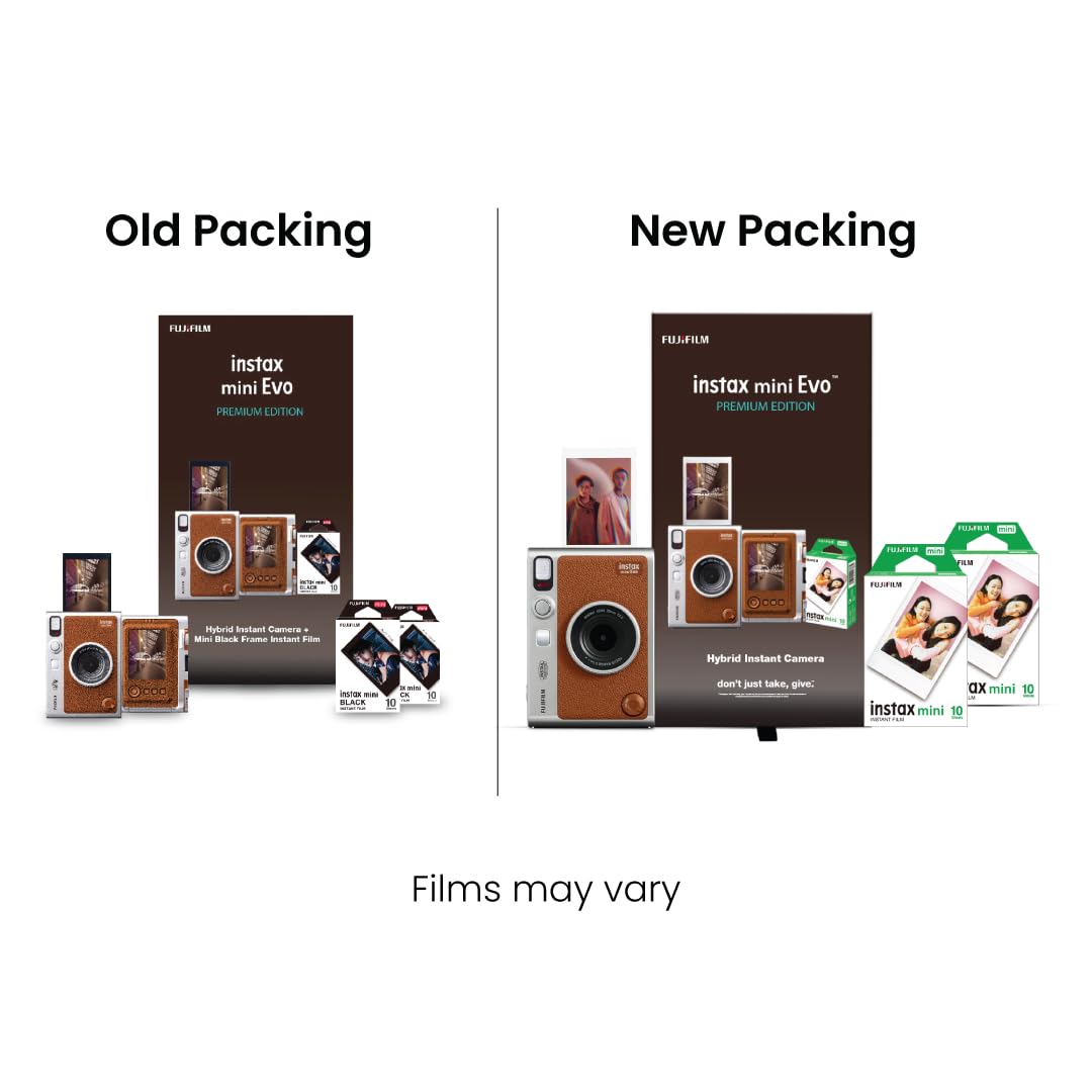 Fujifilm Instax Mini Evo Hybrid Camera Premium Edition with 20 Shots of Instax Mini Black Film and 100 Different Expressions-(Brown) - Image 4