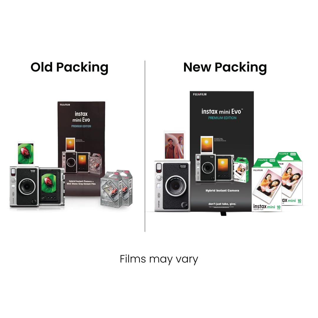 Fujifilm Instax Mini Evo Hybrid Camera Premium Edition with 20 Shots of Stone Gray Film and 100 Different Expressions-(Black) - Image 4