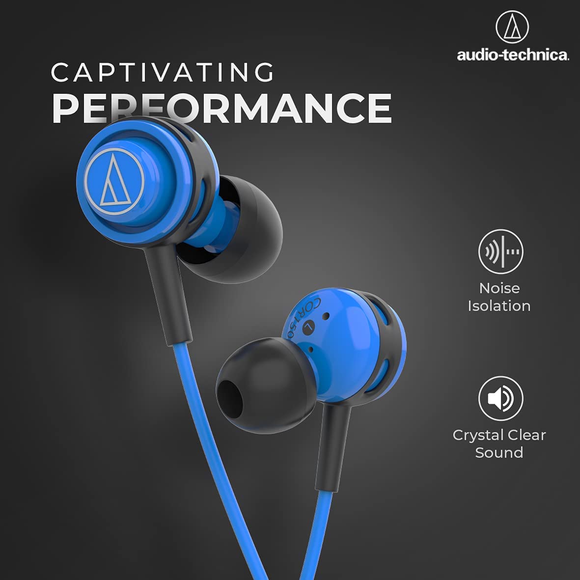 Audio-Technica COR150IS BL Sonic Sport in-Ear Wired Earphone with HD Sound 8.5mm Powerful Drivers Sound Isolation & in line Controls with Mic (Blue) - Image 4