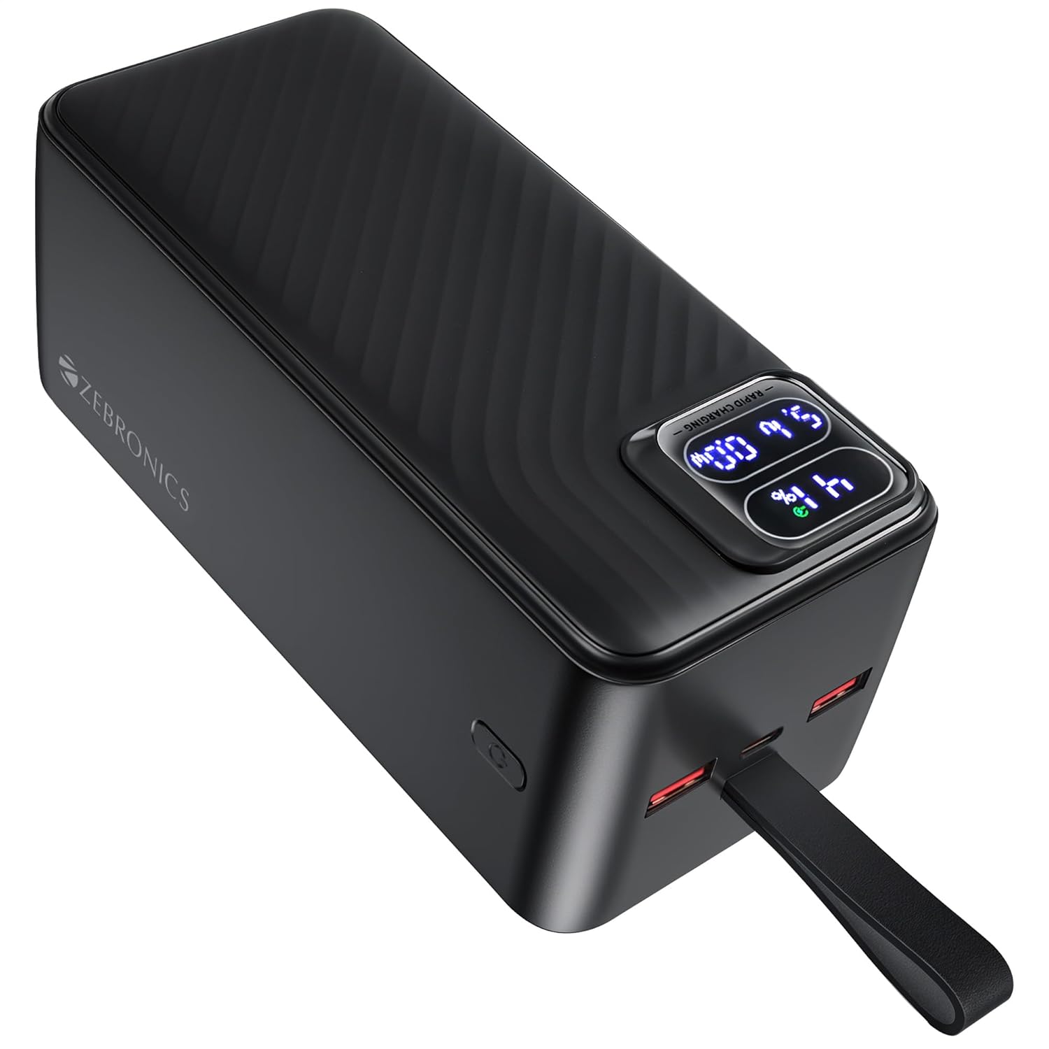 ZEBRONICS EnergiPOD 50R1 Power Bank, 50000 mAh, 22.5W, PD 3.0 Type C, Rapid Charging, Outputs - Type C | Dual USB A, LED Display, Auto Protections, Made in India (Black)