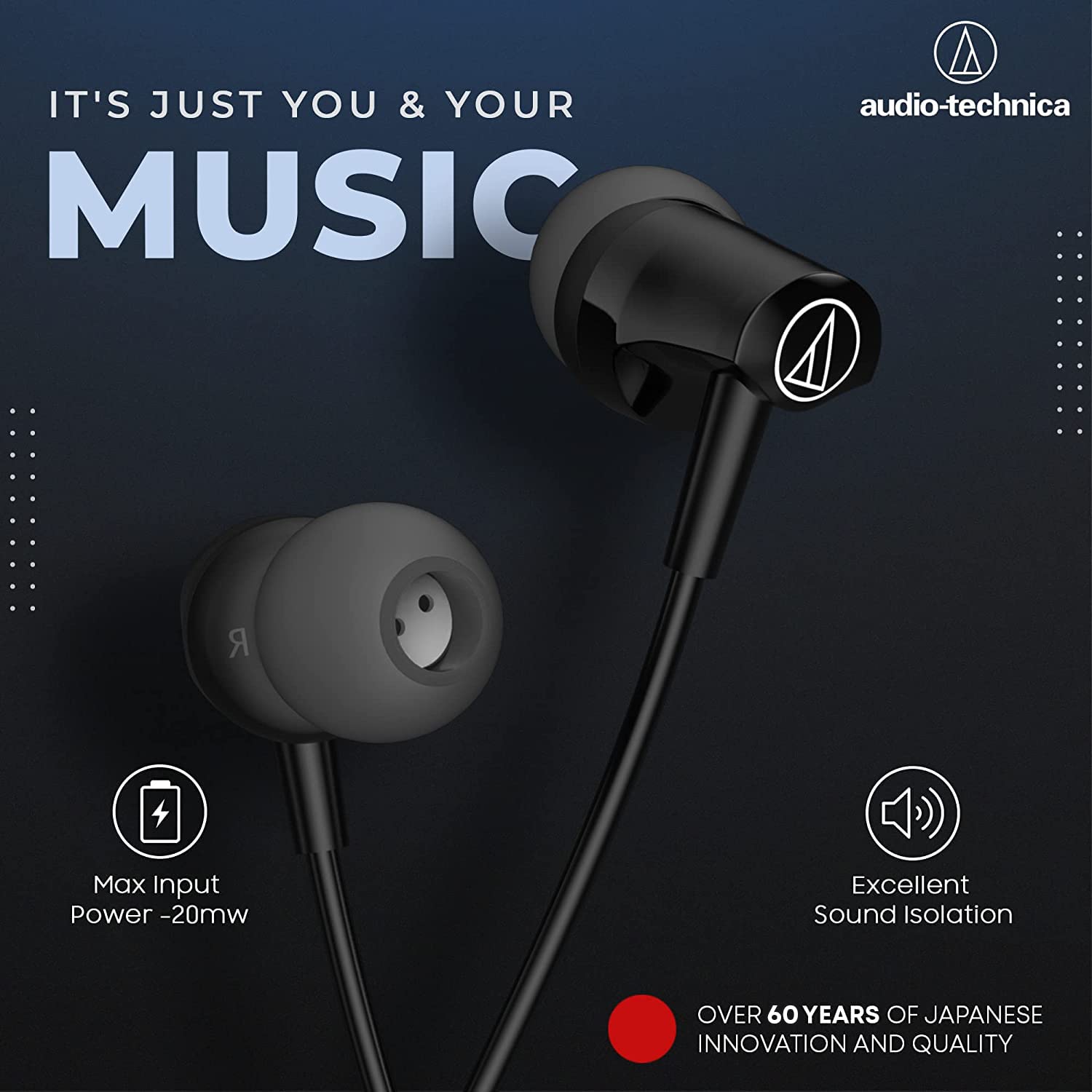 Audio-Technica Sonic Fuel in Ear Wired Earphones with in-Line Mic & Control, 8.5Mm Powerful Drivers for Clear Sound & Rich Bass, Comfort Fit Earbuds - Image 2