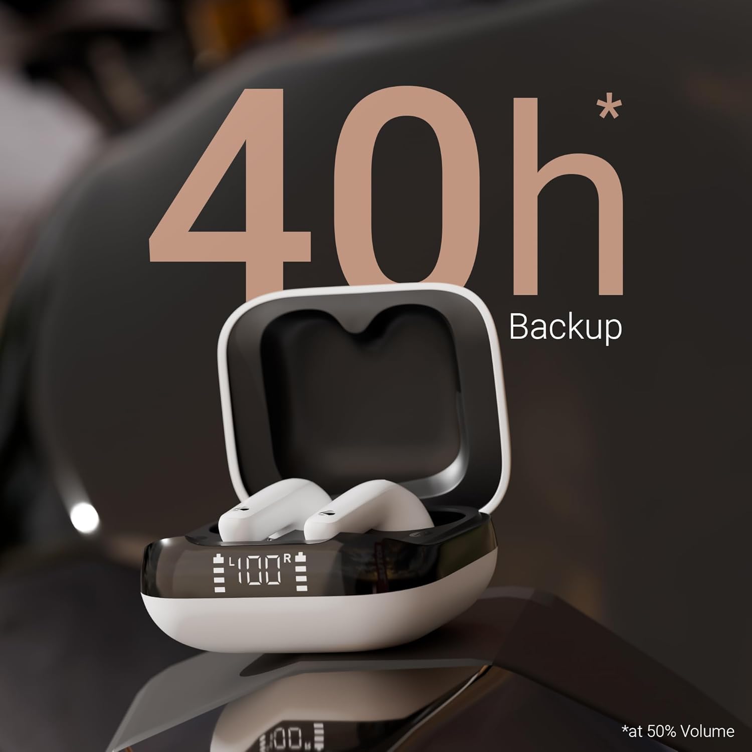 ZEBRONICS PODS K2 in Ear Wireless Earbuds, Upto 40 Hrs Backup, Dual EQ, Quad MIC ENC, 10mm Bass Drivers, Fast Charging, Bluetooth, Flash Connect,40ms Low Latency Gaming, LED Battery Indicator(White) - Image 2