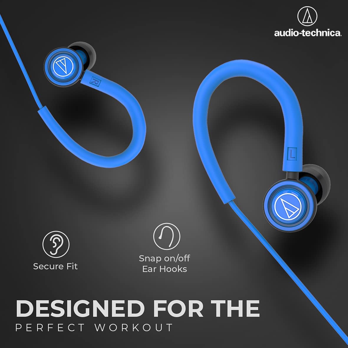 Audio-Technica COR150IS BL Sonic Sport in-Ear Wired Earphone with HD Sound 8.5mm Powerful Drivers Sound Isolation & in line Controls with Mic (Blue) - Image 2