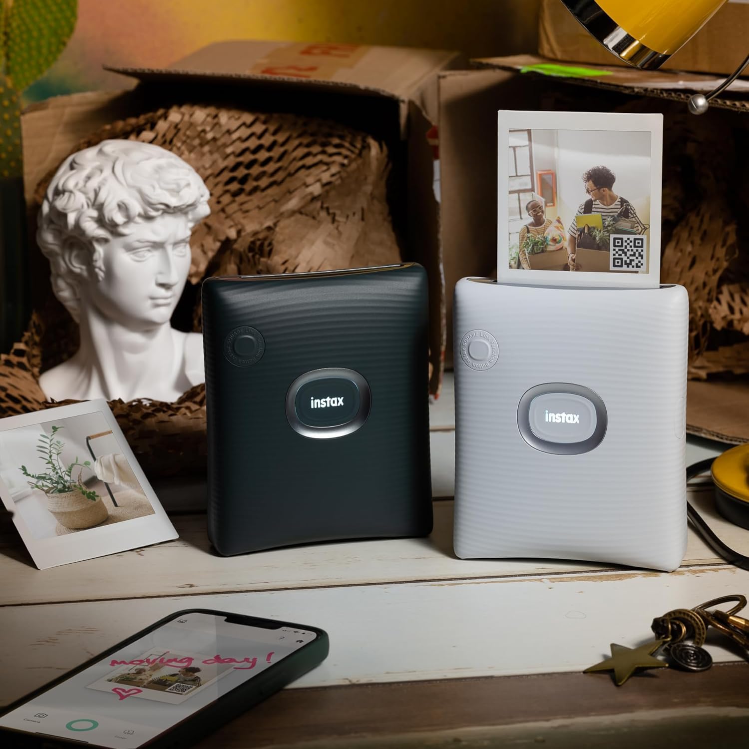 instax Fujifilm Square Link Smartphone Instant Photo Printer - White - Image 3