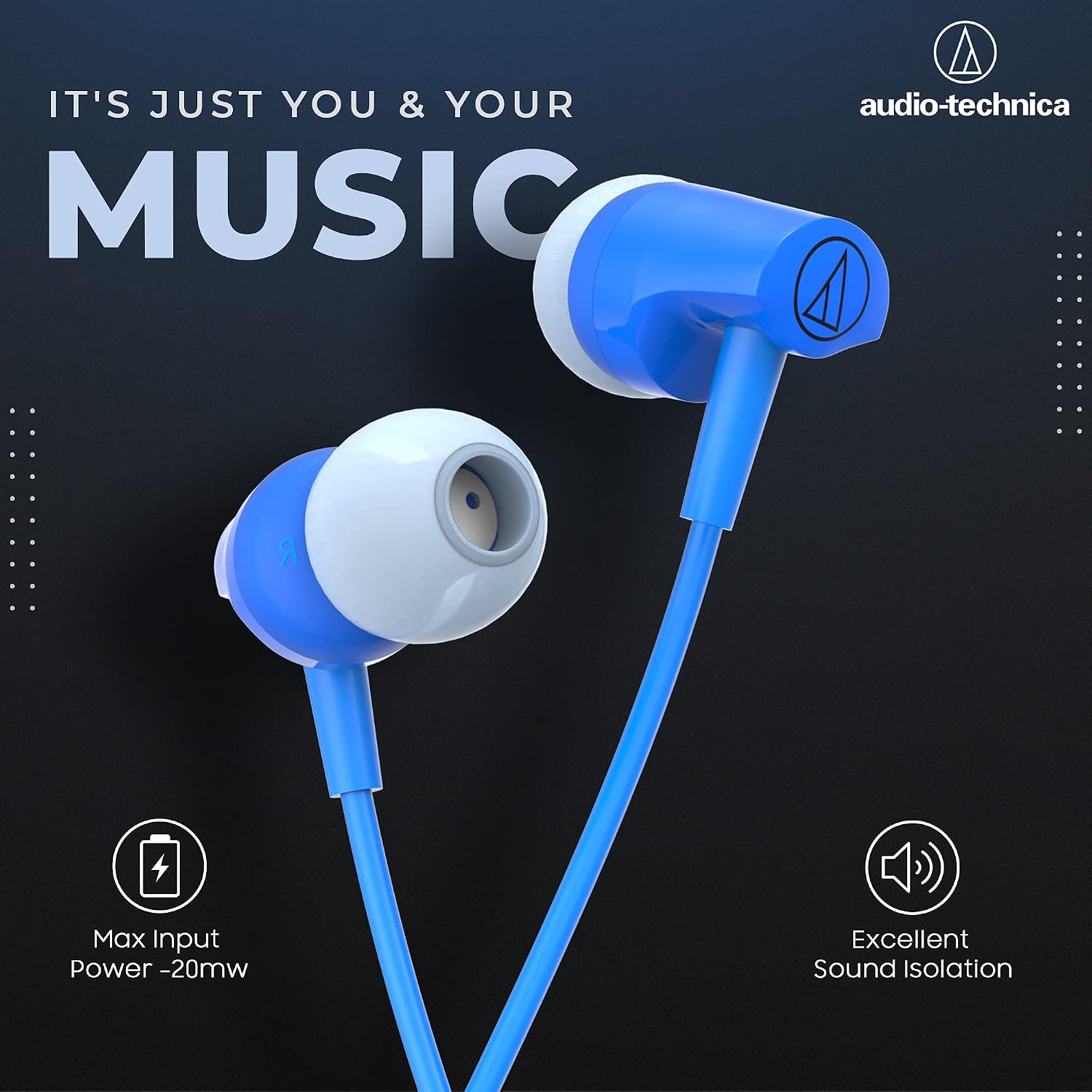 Audio-Technica Sonic Fuel in-Ear Wired Earphones with in-line Mic & Control, 8.5mm Powerful Drivers for Clear Sound & Rich Bass, One Button Multi-Function Remote, Comfort Fit Earbuds - Image 3