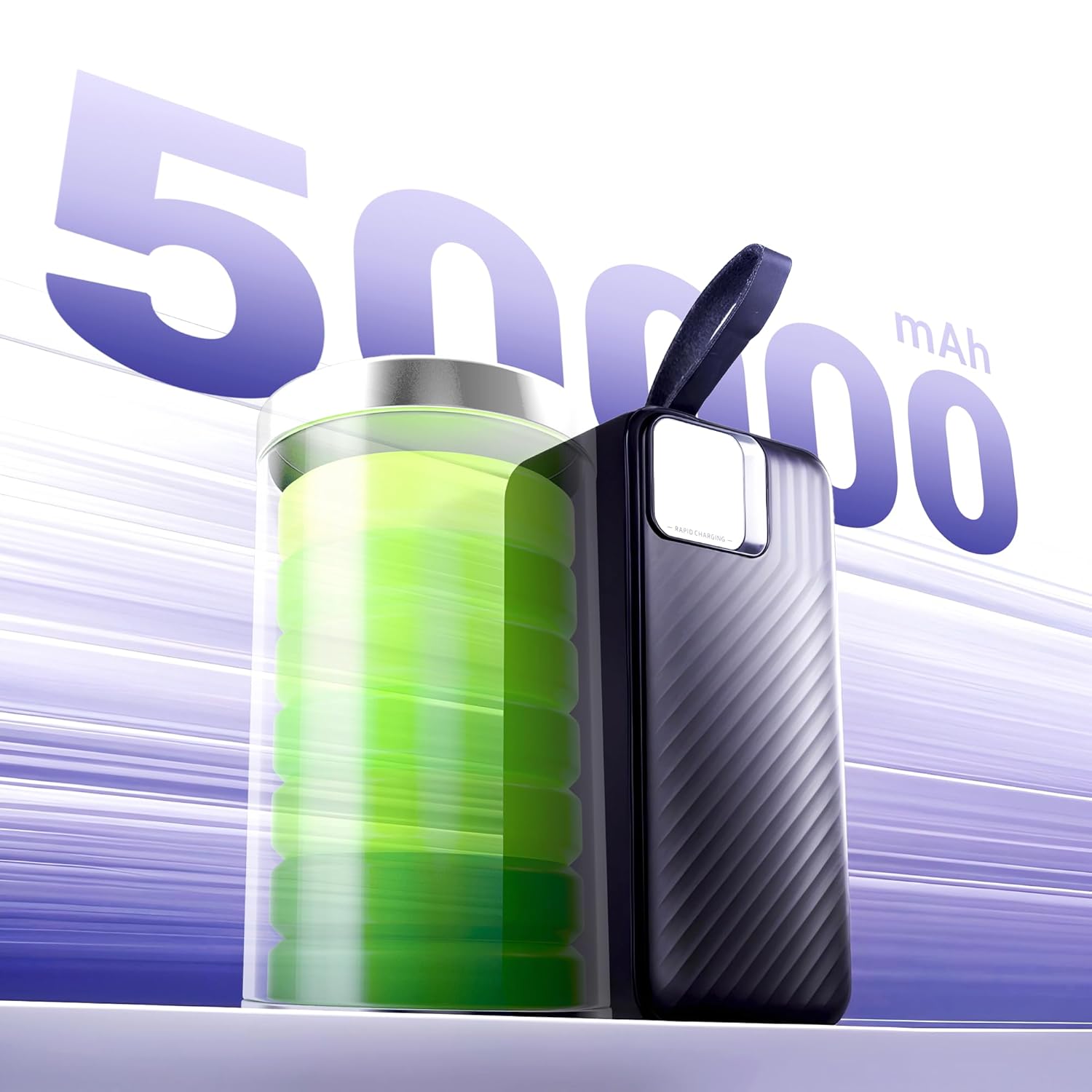 ZEBRONICS EnergiPOD 50R1 Power Bank, 50000 mAh, 22.5W, PD 3.0 Type C, Rapid Charging, Outputs - Type C | Dual USB A, LED Display, Auto Protections, Made in India (Black) - Image 2