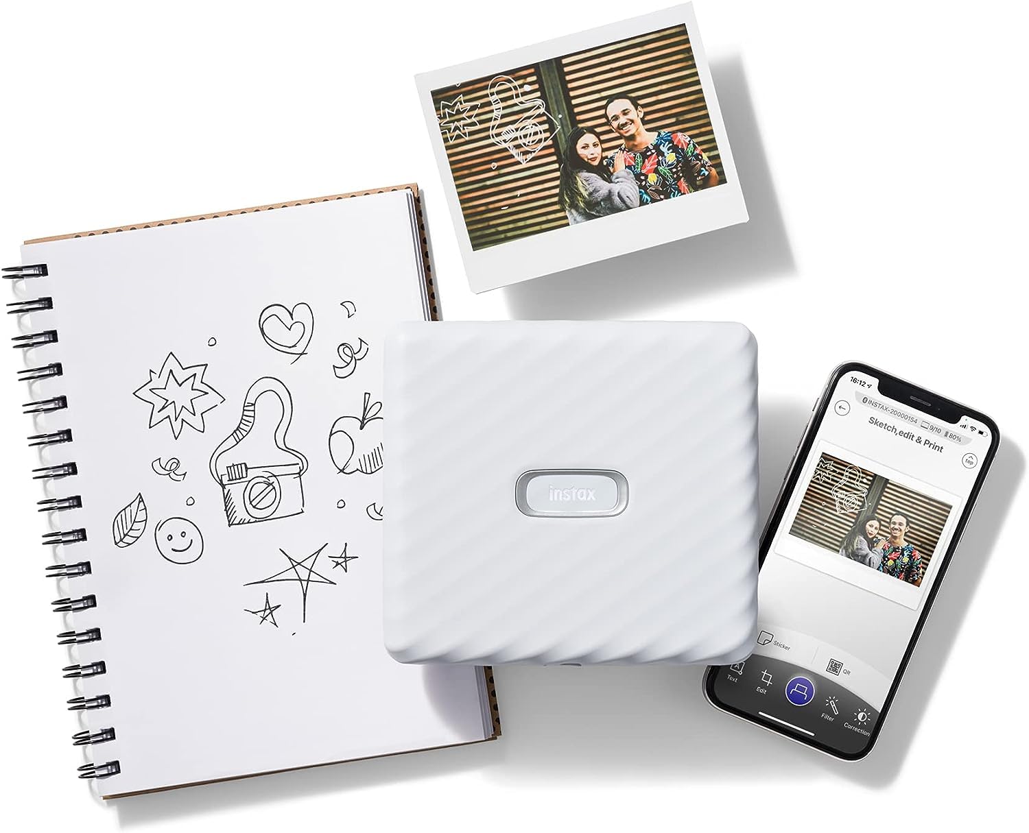 instax FUJIFILM Wide Link Smartphone Instant Photo Printer - White - Image 2
