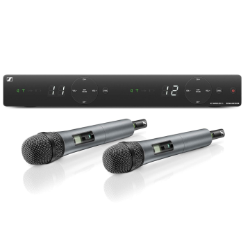 Sennheiser XSW 1‑825 DUAL‑A Wireless Vocal Set | Dual Handheld Microphones with Cardioid Capsules | True Diversity Receiver | 10 Channels | Ideal for Live Performances, Presentations & Events