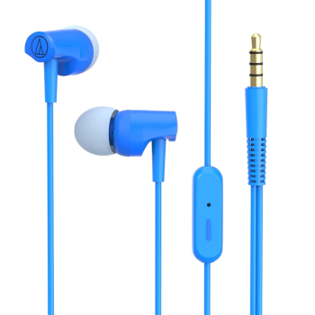 Audio-Technica Sonic Fuel in-Ear Wired Earphones with in-line Mic & Control, 8.5mm Powerful Drivers for Clear Sound & Rich Bass, One Button Multi-Function Remote, Comfort Fit Earbuds Blue