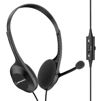 Audio-Technica 102 USB Headset with 30mm Drivers, Condenser Mic, USB-A/Type-C Connectivity – 20–20,000 Hz Headphone Response, 16-Bit/48 kHz, Compatible with Windows & macOS