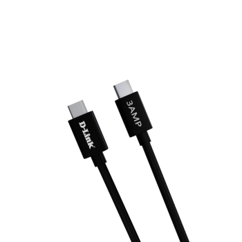 D-Link DPA-FC301 || 65W Type-C to Type-C Fast Charging Cable | 1.5m Braided | 3.0A Output | Nylon Tangle-Free | Metal Connector | High-Speed 480 Mbps Data Transfer (Black)