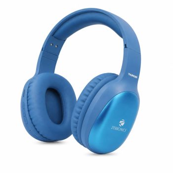 Zebronics Thunder Pro (2026 Upgrade) Wireless Headphones, BT v6.0, Up to 60h Playback, Dual Pairing, 40mm Drivers, ENC, Gaming Mode, Deep Bass, AUX & microSD, Rapid Charging (Blue)