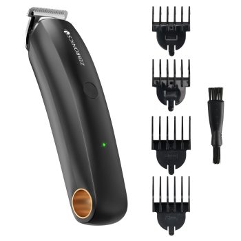 ZEBRONICS HT101, Trimmer for Unisex, 90 mins Runtime, 90 mins Rapid Charge, Works both Corded & Cordless, 4 Guide Combs, LED Indicator, Washable Blade, Skin friendly, Self Sharpening Blades (Black)