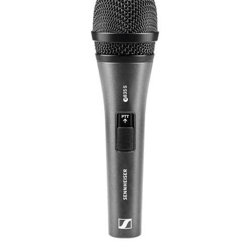 Sennheiser e835-S-PTT Dynamic Cardioid Wired Microphone with Push-to-Talk for Talkback, Studio & Live Sound