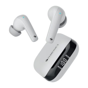 ZEBRONICS PODS K2 in Ear Wireless Earbuds, Upto 40 Hrs Backup, Dual EQ, Quad MIC ENC, 10mm Bass Drivers, Fast Charging, Bluetooth, Flash Connect,40ms Low Latency Gaming, LED Battery Indicator(White)