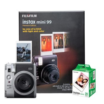 Fujifilm Instax Mini 99 Premium Edition Camera with 20 Shots instax mini Instant Film – Silver